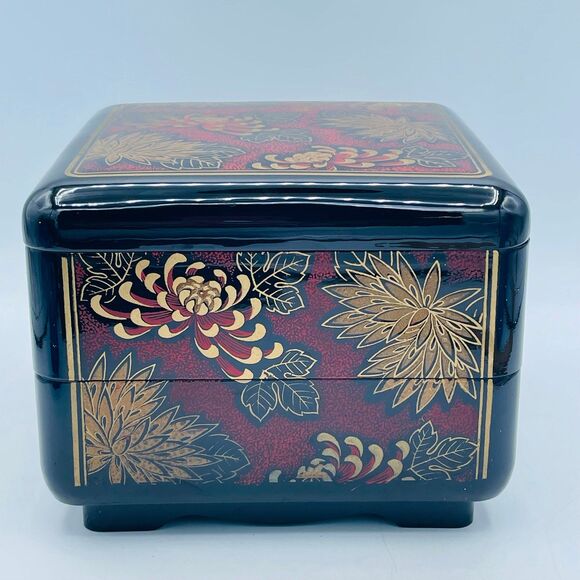 Vintage Asian Oriental Bento Style Jewelry Trinket Storage Box ROC Interpur - Picture 2 of 10